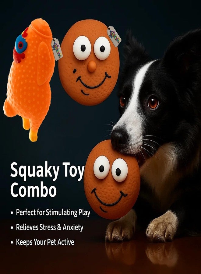 Western Era Squeaky Dog Toy Combo | Cookie Face & Roast Chicken Design | Durable Rubber | Soft Chew & Built-in Squeaker | Interactive Toys for Small & Medium Dogs | Vibrant, Fun & Engaging (Type 3) - Image 5